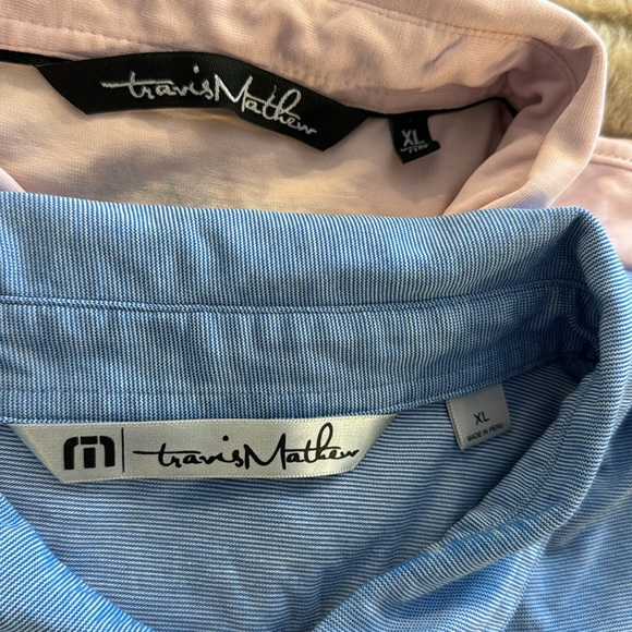 Travis Mathew Golf Shirt / Golf Polo in Pink Blue and Navy Size XL and Large LOT - Picture 4 of 7